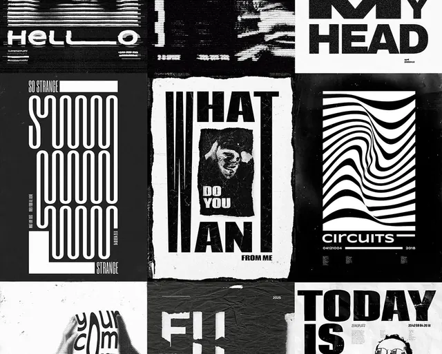 Brutalist Typography Collage, brutalist, neo-brutalist, high-contrast