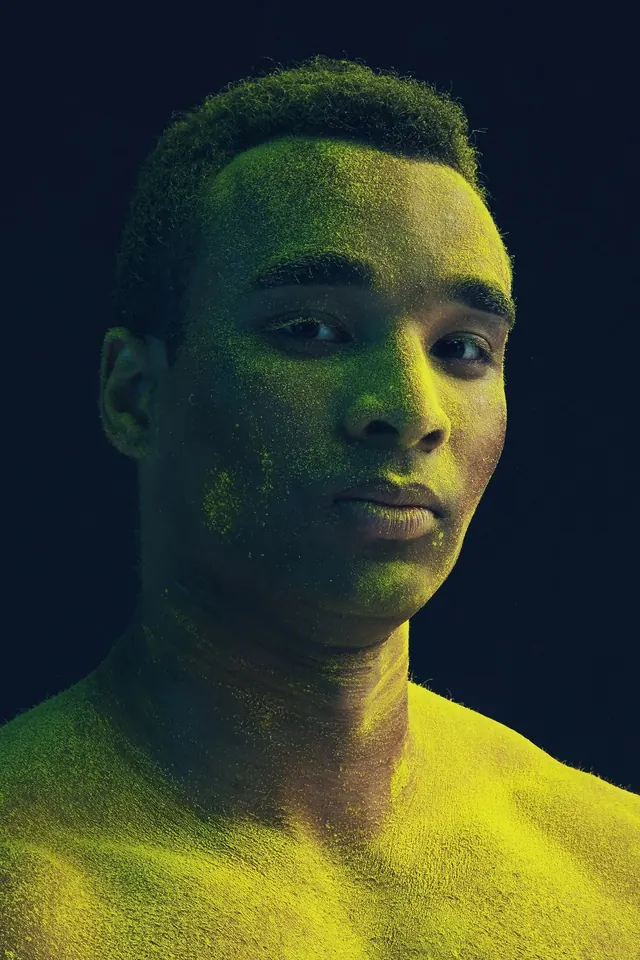 Portrait with Yellow Texture Overlay, abstract, photographic, high-contrast