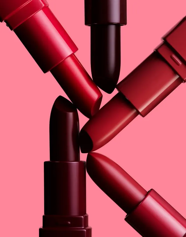 Red Lipstick Product Composition, minimal, geometric, vibrant