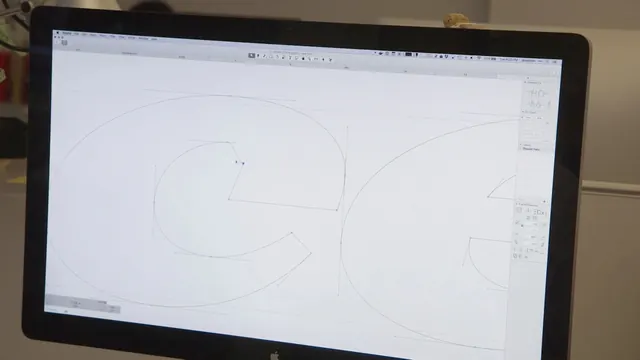 Vector Logo Construction on Monitor, minimal, technical, light