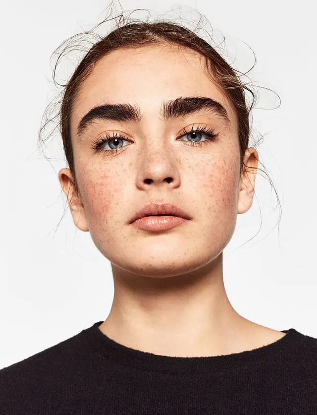 Portrait of a Woman with Freckles, minimal, photographic, light