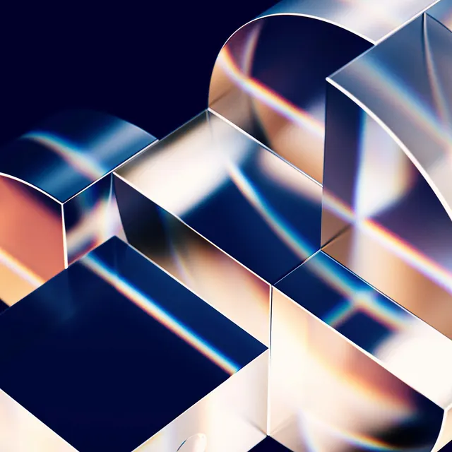 Iridescent Geometric Cubes, 3d-render, gradient-heavy, vibrant