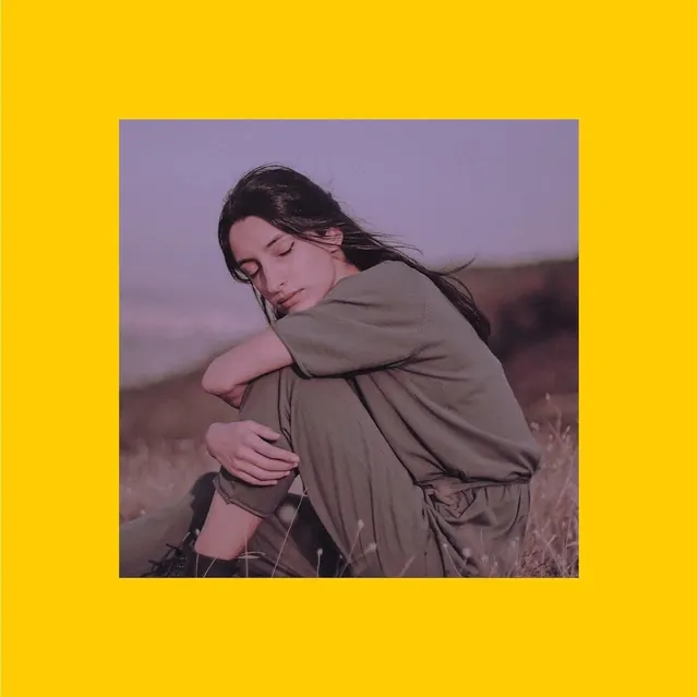 Portrait with Yellow Border, minimal, photographic, vibrant