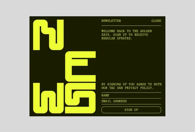 Newsletter Sign-up Graphic, brutalist, neo-brutalist, dark