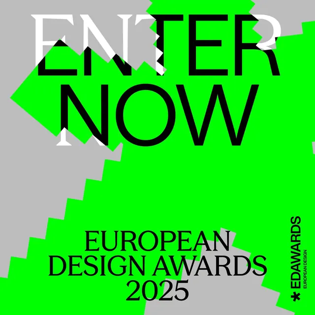 Neon green promotion poster for design awards, minimal, geometric, dark
