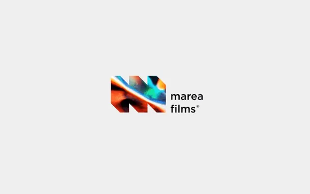 Marea Films gradient wordmark logo, geometric, gradient-heavy, vibrant