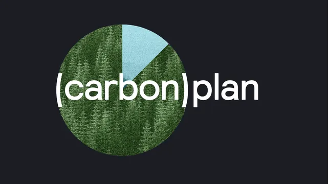 (carbon)plan logo with split-tone circle mark, minimal, geometric, cool