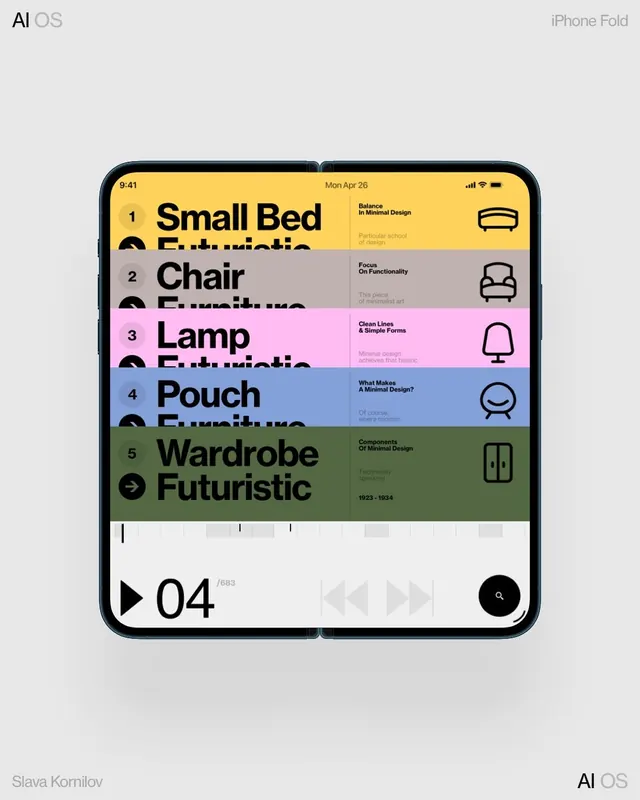 Minimal design principles numbered list with color blocks, minimal, playful, vibrant