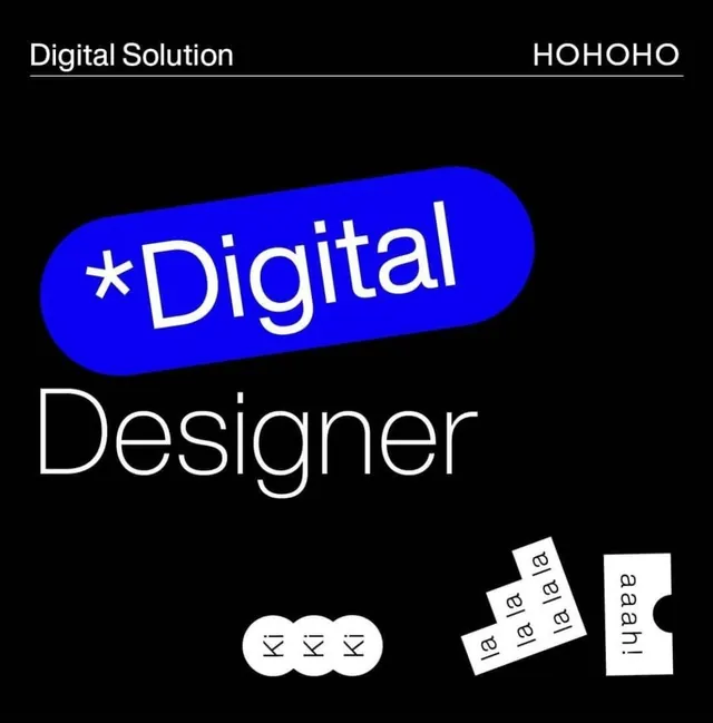 Bright blue accent on dark typographic layout, minimal, geometric, dark