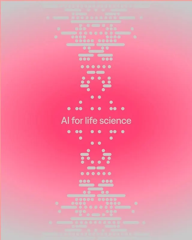 AI for life science poster, minimal, abstract, light