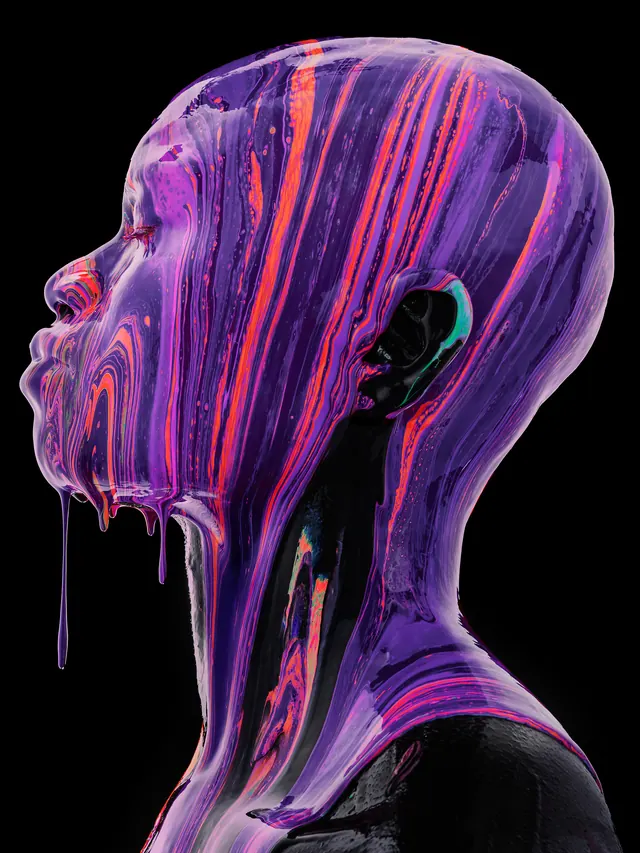 Abstract Melting Portrait, abstract, gradient-heavy, vibrant