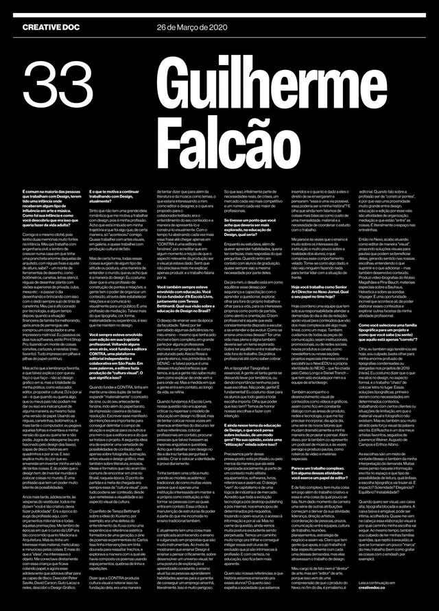 Guilherme Falcão Creative CV, minimal, swiss, monochrome