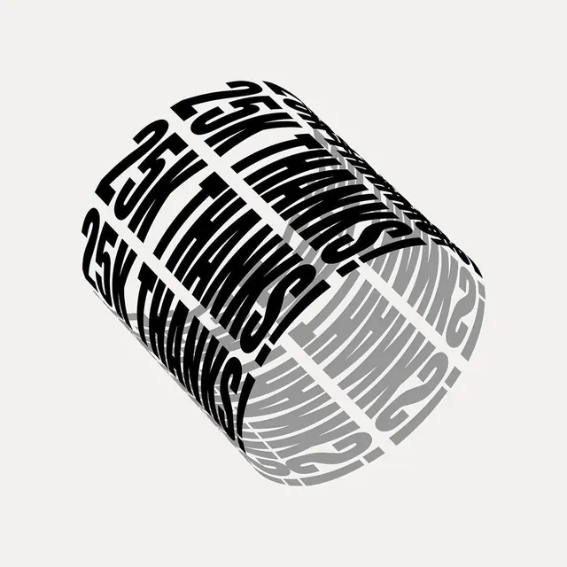 Cylindrical Typography Graphic, brutalist, geometric, monochrome