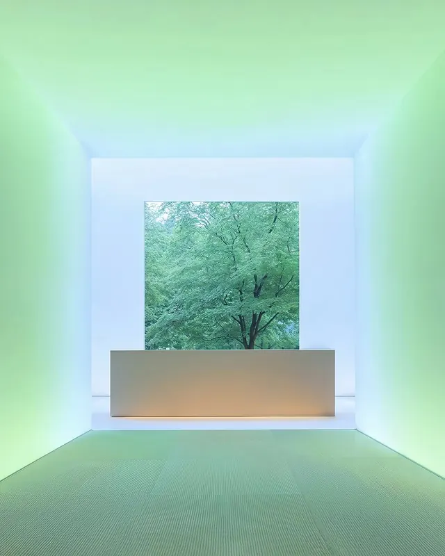 Minimalist Interior with Green View, minimal, light-mode, light