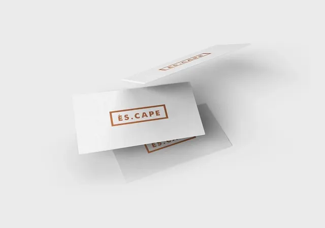 E.SCAPE Branding Mockup, minimal, corporate-clean, light