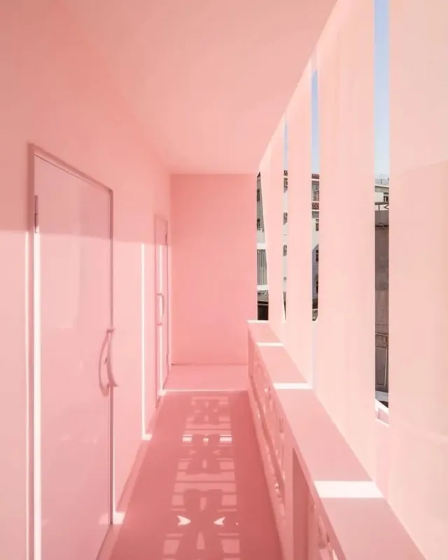 Monochromatic Pink Interior, minimal, light-mode, vibrant