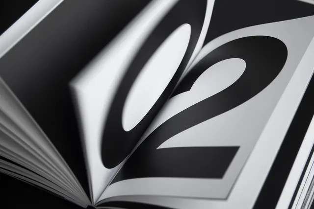 Monochrome book pages with oversized numerals, minimal, monochrome, monochrome