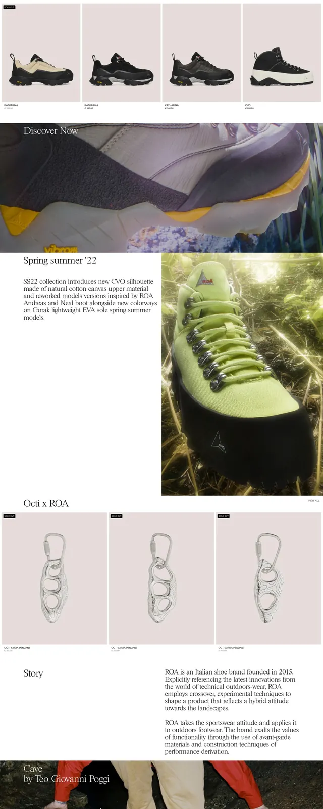 Outdoor footwear editorial layout, minimal, photographic, dark