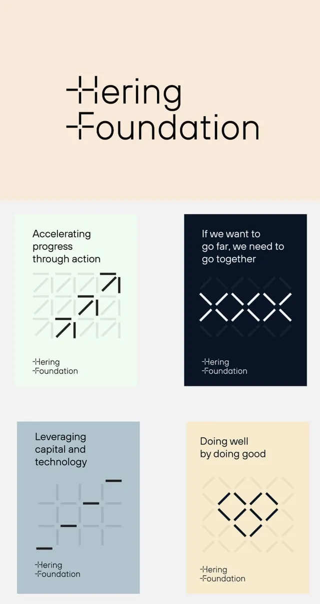 Hering Foundation modular identity system, minimal, geometric, light