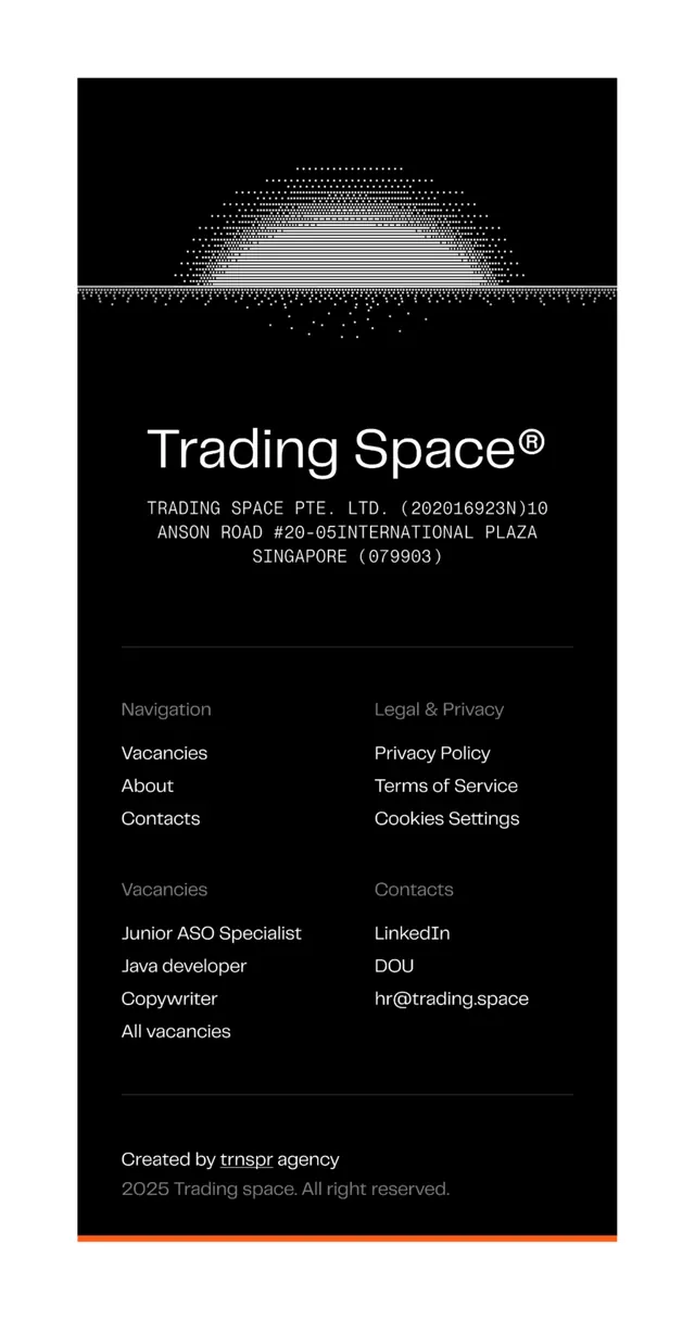 Corporate footer with dotted graphic divider, minimal, corporate-clean, dark