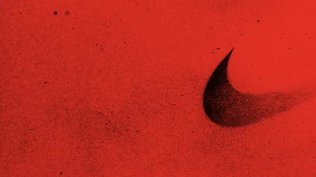 Nike swoosh embossed in red texture, photographic, vibrant