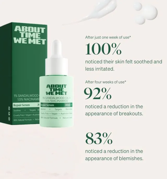About Time We Met skincare efficacy poster, minimal, photographic, light