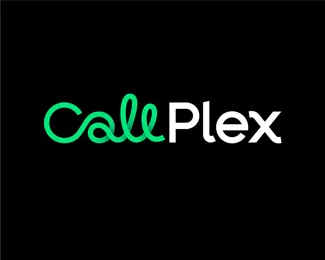 CallPlex neon wordmark logo, minimal, flat, dark
