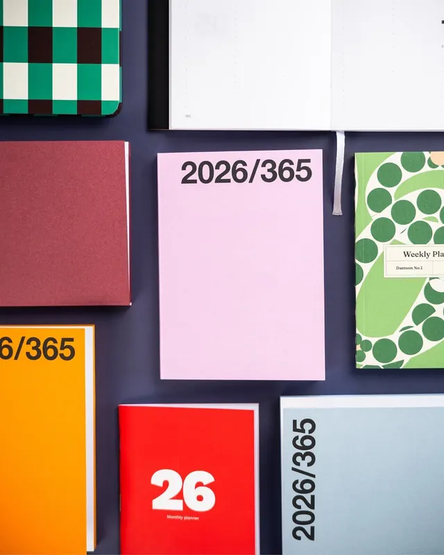 Flat lay planning materials color study, minimal, flat, high-contrast