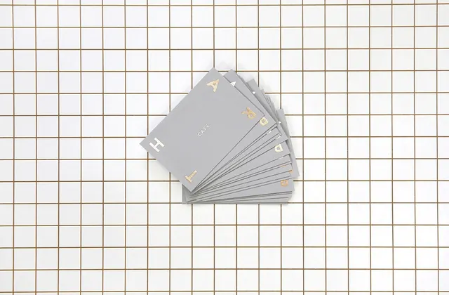 Stacked Business Cards on Grid, minimal, technical, muted
