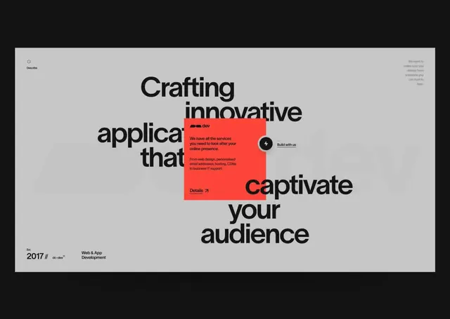 dc.dev bold typography poster with neon overlay, minimal, corporate-clean, light
