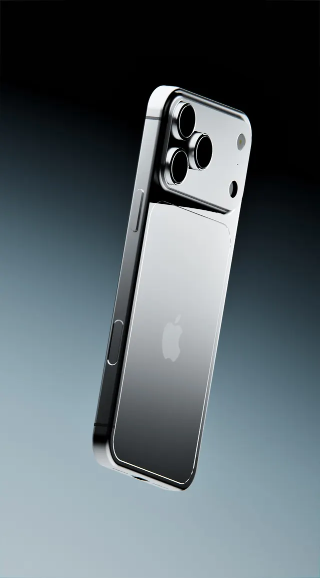 Chrome iPhone concept render, 3d-render, minimal, dark