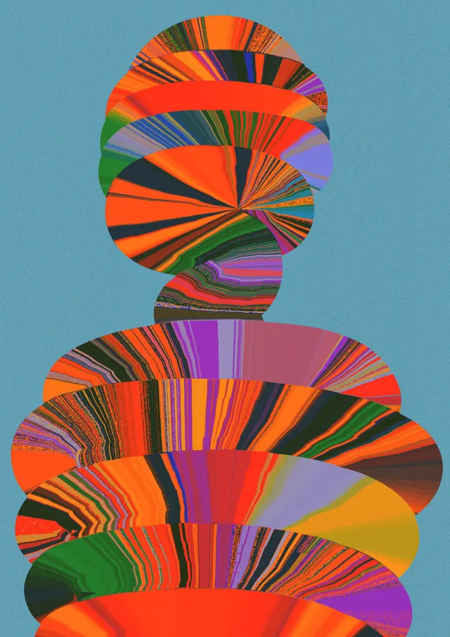 Abstract Colorful Concentric Shapes, maximalist, geometric, vibrant