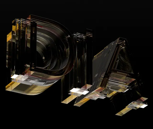 Abstract Glass Geometry, glassmorphism, 3d-render, dark