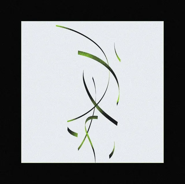 Abstract green ribbon strokes poster, abstract, minimal, light