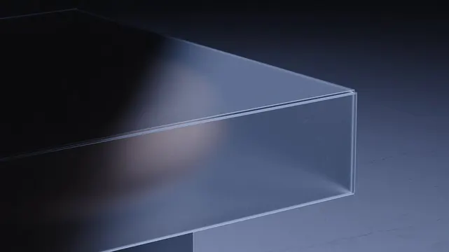 Frosted glass corner render, minimal, 3d-render, dark