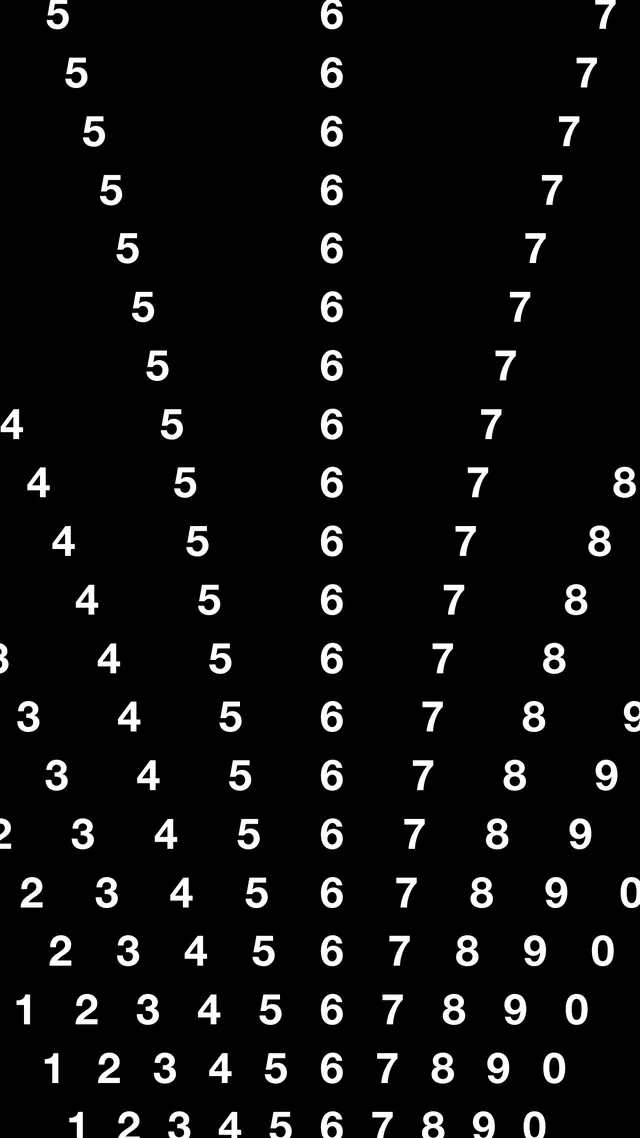 Radial Arabic numeral fan poster, minimal, geometric, dark