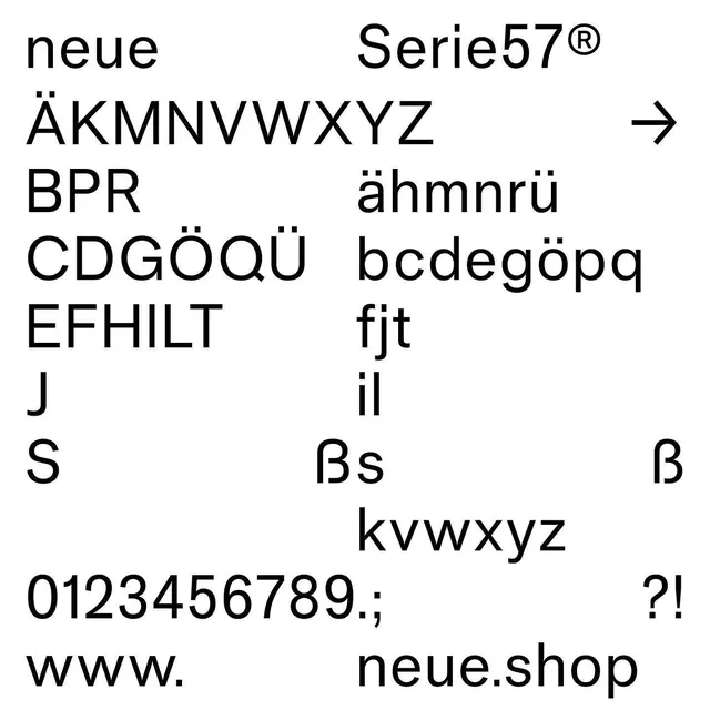 neue Serie57 Type Specimen, minimal, swiss, monochrome