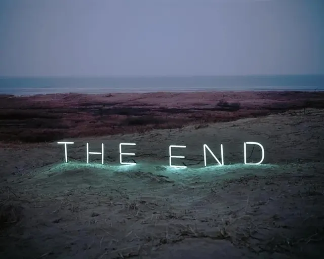 The End Beach Typography, minimal, photographic, muted