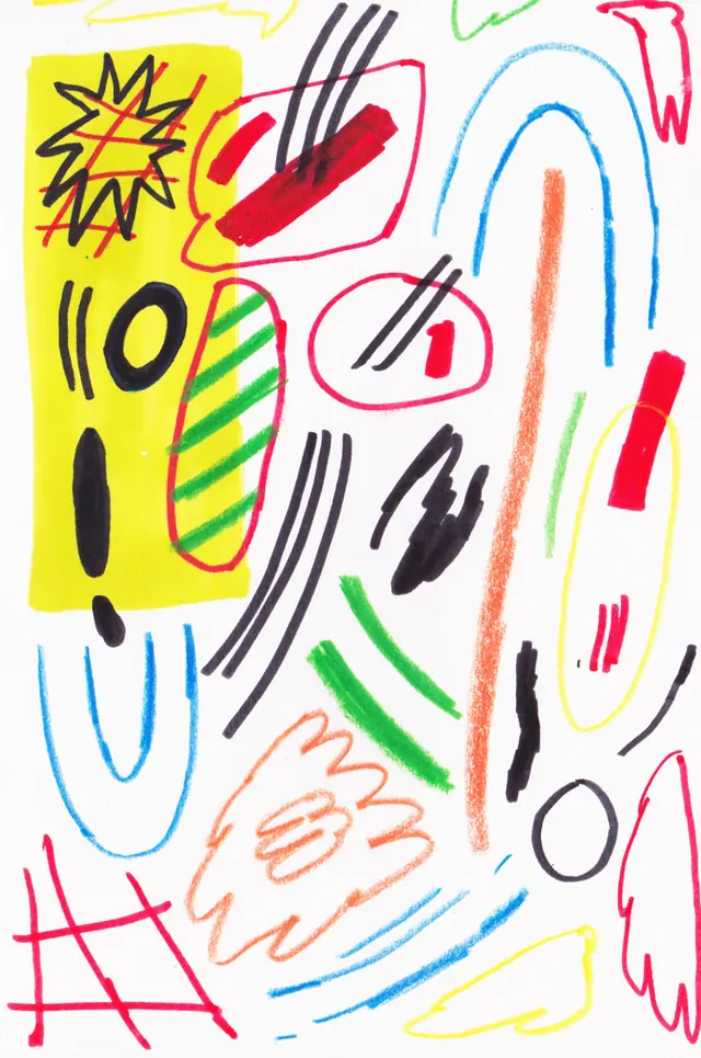 Abstract Hand-Drawn Collage, maximalist, playful, vibrant