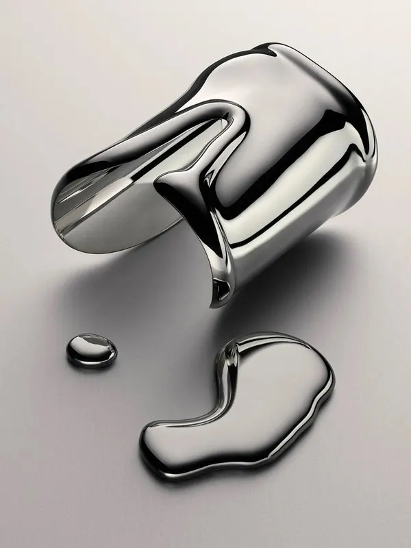 3D Liquid Chrome Abstract Shapes, minimal, 3d-render, monochrome