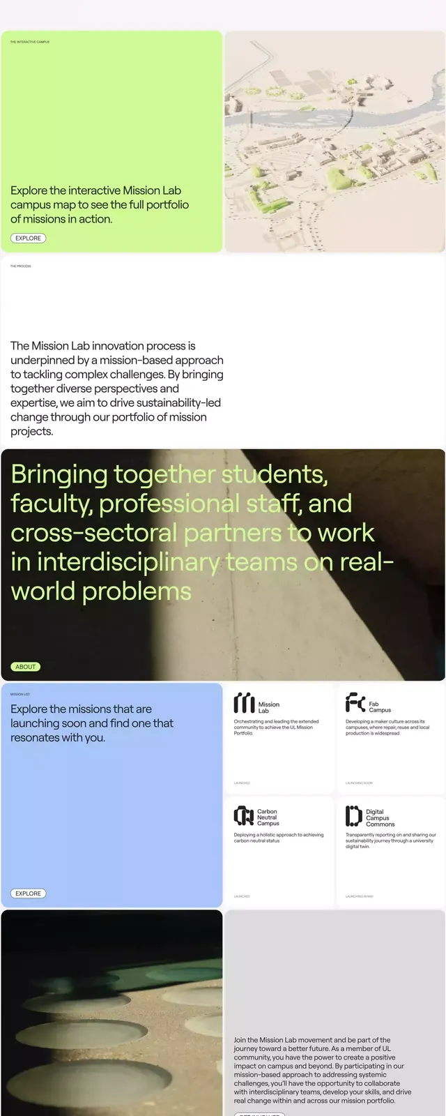 Mission-driven nonprofit vertical layout, minimal, corporate-clean, dark