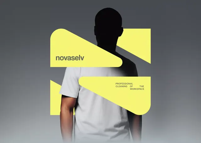 Novaselv cleaning services branding, geometric, minimal, high-contrast