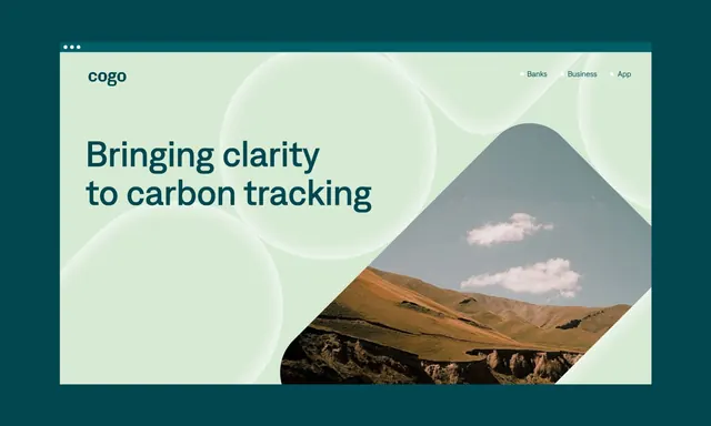 Cogo carbon tracking hero with organic shapes, organic, minimal, light