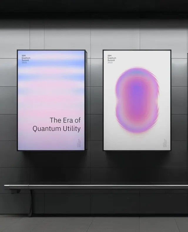 Soft gradient poster diptych with organic form, minimal, gradient-heavy, light