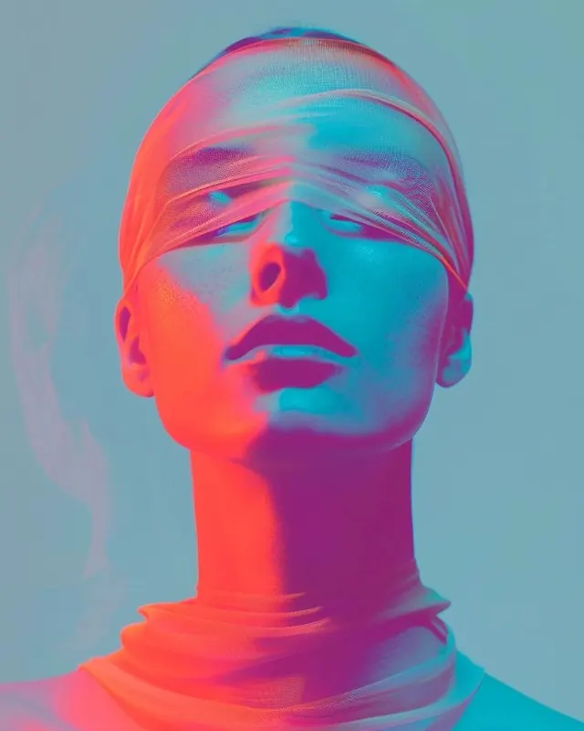 Gradient Portrait Illustration, gradient-heavy, abstract, vibrant