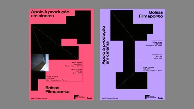 Bold neon cinema event posters with geometric blocks, neo-brutalist, geometric, neon