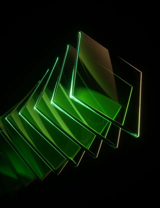 Abstract Layered Glass Rectangles, glassmorphism, geometric, dark