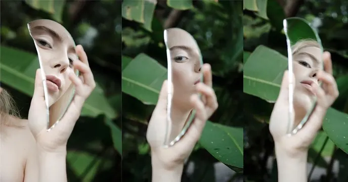 Surrealist Portrait Collage, organic, editorial, dark