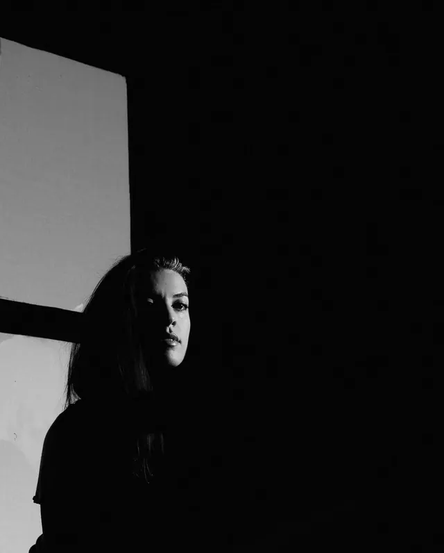 Monochrome Portrait with High Contrast Lighting, monochrome, minimal, monochrome