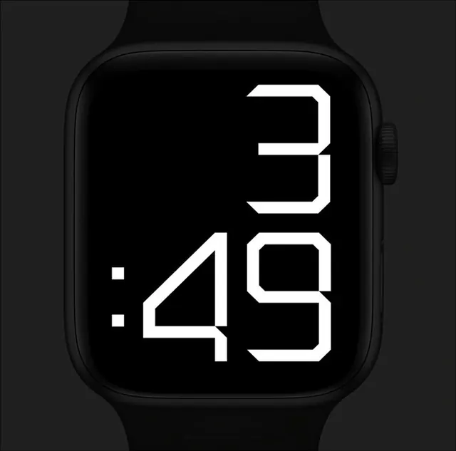 Digital Watch Face Mockup, minimal, dark-mode, monochrome